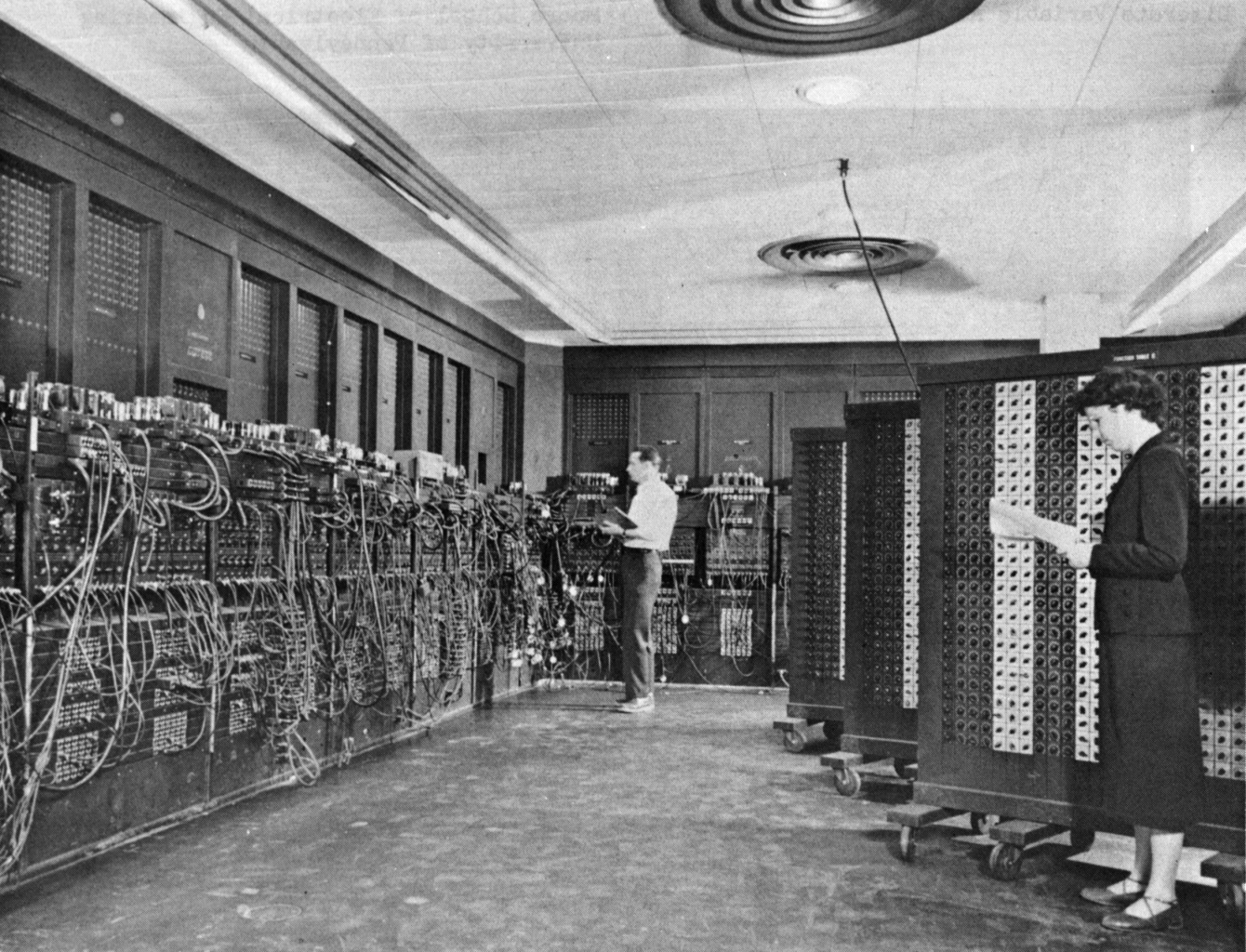Betty Snyder and Glen Beck programming the room-sized ENIAC computer